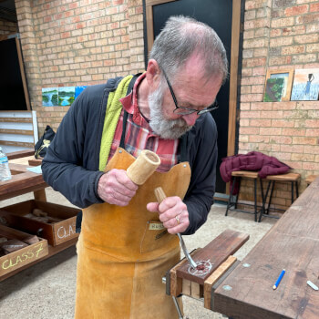 Using a curved gouge 